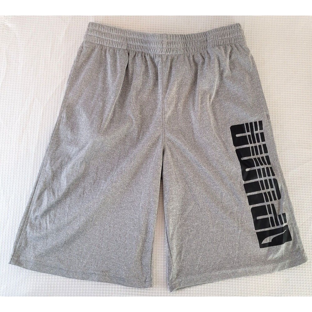 Puma Youth Large 12-14 Shorts Gray Casual Gym Basketball Athletic Logo